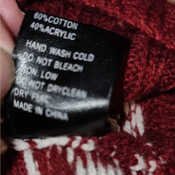 POL Fair Isle Nordic Reindeer Snowflake Sweater Ugly Christmas Sweater Women's L - Picture 3 of 5